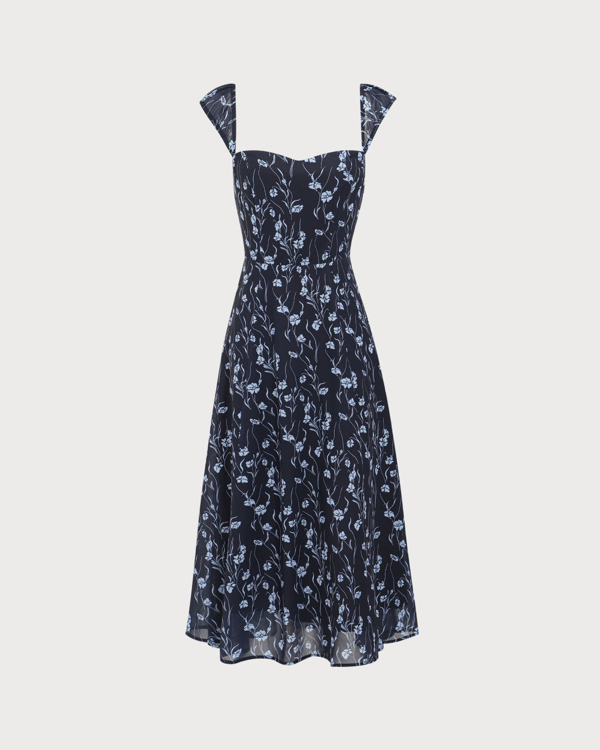 Navy Floral Midi Dress