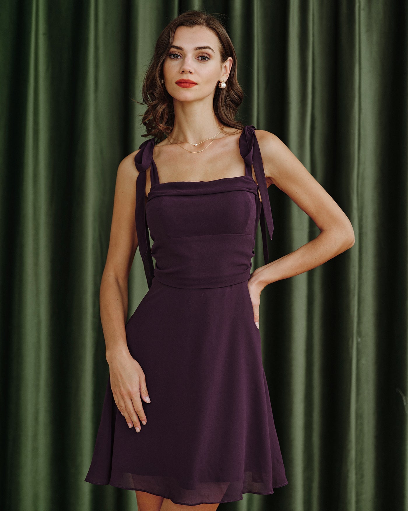 Effortless Purple Chiffon A-Line Mini Dress