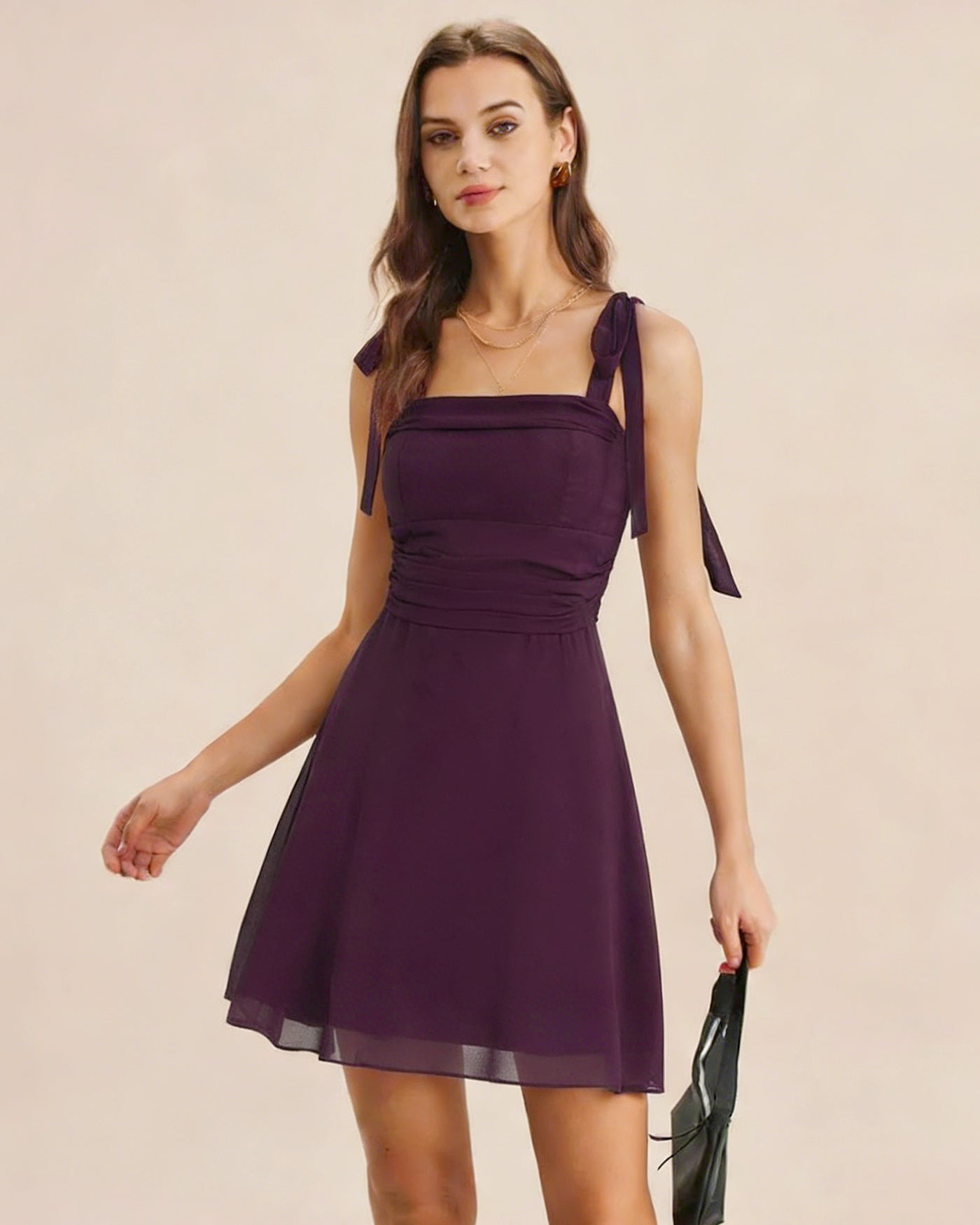 Effortless Purple Chiffon A-Line Mini Dress